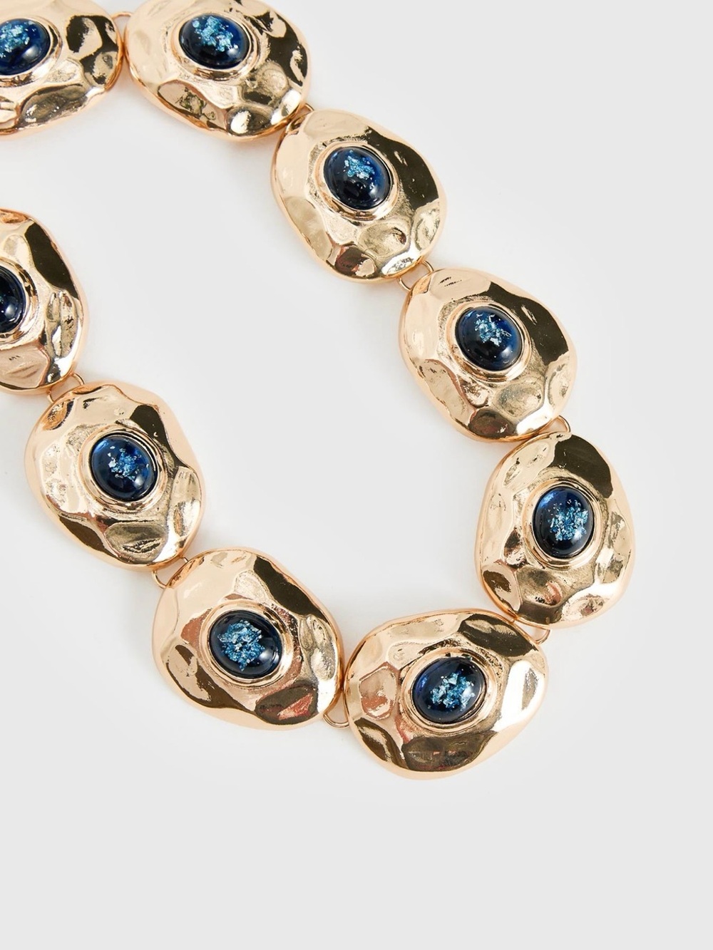 Princess Polly Donella Chunky Gold Stone Statement Necklace Blue NWT
